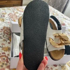 [新品]37 JW ANDERSON LACED FLAT SANDALS 白 JW ANDERSON Fisherman embossed leather sandals | NET-A-PORTER